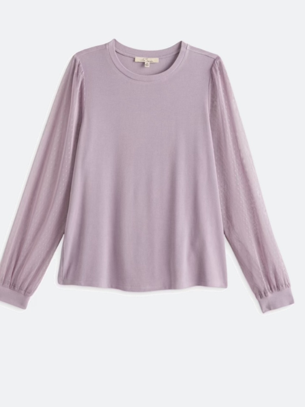 NWT Les Serein Lavender Mesh Sleeve Ribbed Knit Top. Size XL